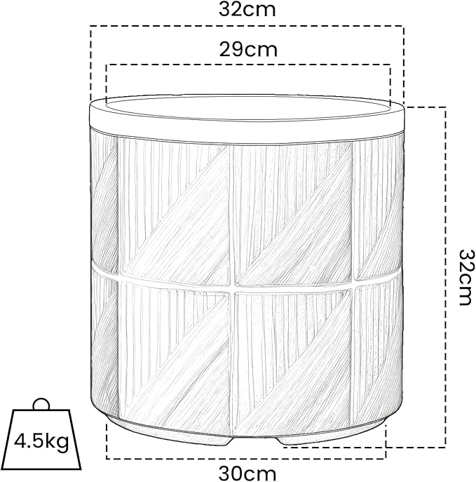 Large Plant Pots Outdoor Garden Round Flowerpots Indoor, 32cm Concrete Planter Pot for Big Olive Trees, Plant Containers with Drainage Holes, Lime Green