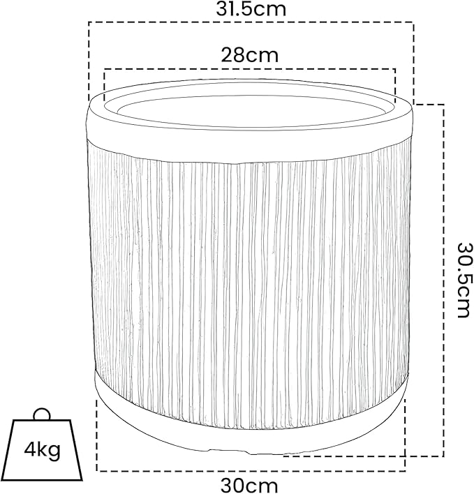 Large Plant Pots Outdoor Garden Trees Indoor Flowers, 30.5cm Round Concrete Planter Plant Containers Suitable for Big Olive Tree with Drainage Holes, Grey Vertical Texture