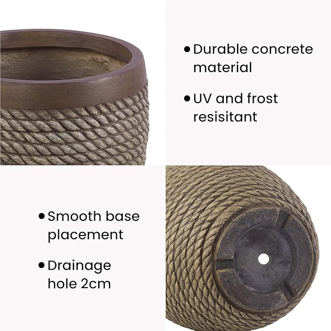 Plant Pots Outdoor Large Planter for Trees, 28.2cm Round Concrete Plant Pot Indoor Garden Plant Containers with Drainage Holes, cBeige
